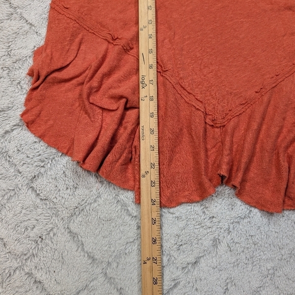 Free People Top Womens S Orange Rosie Drop Waist Tank Raw Cut Asymmetric Hem - Picture 5 of 6